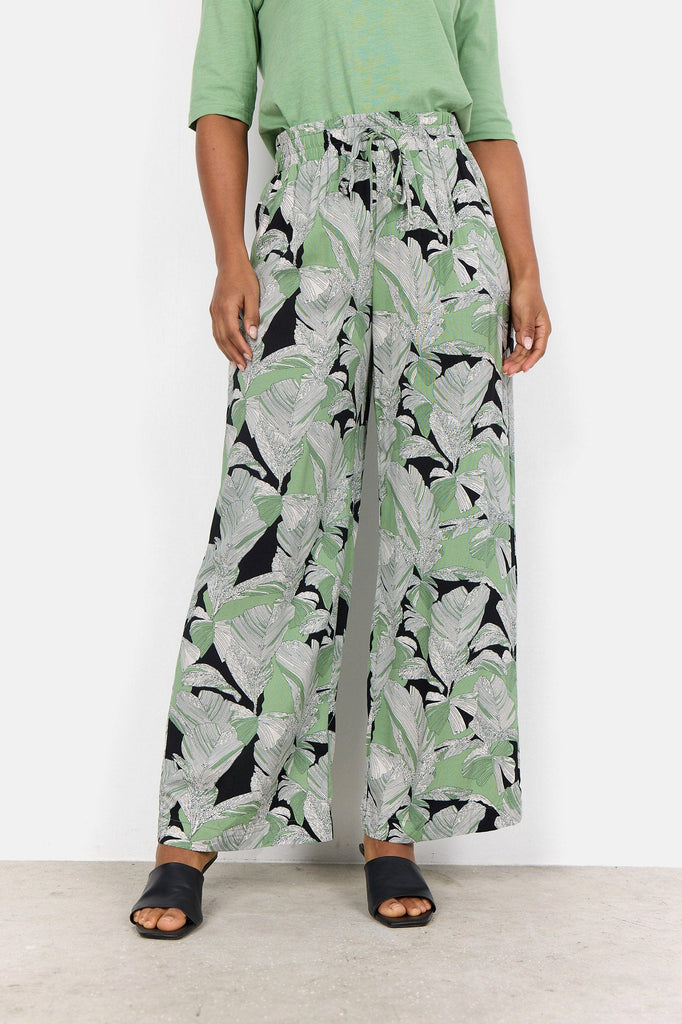Soya Concept Dauphin Leaf Print Trousers - Misty Combi