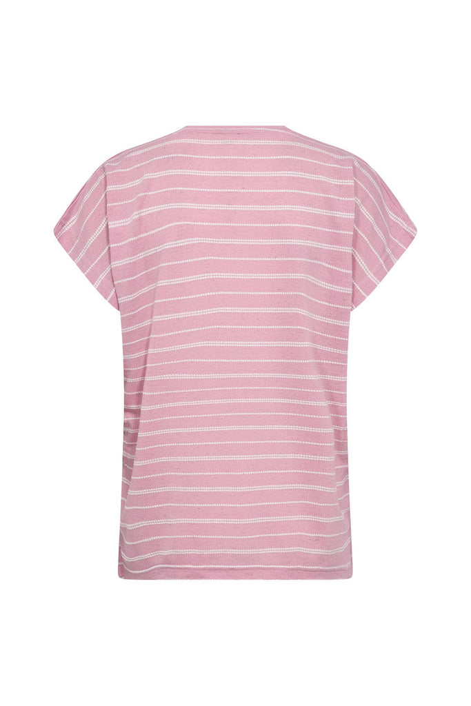 Soya Concept Defne Stripe T-Shirt - Pink Melange Combi