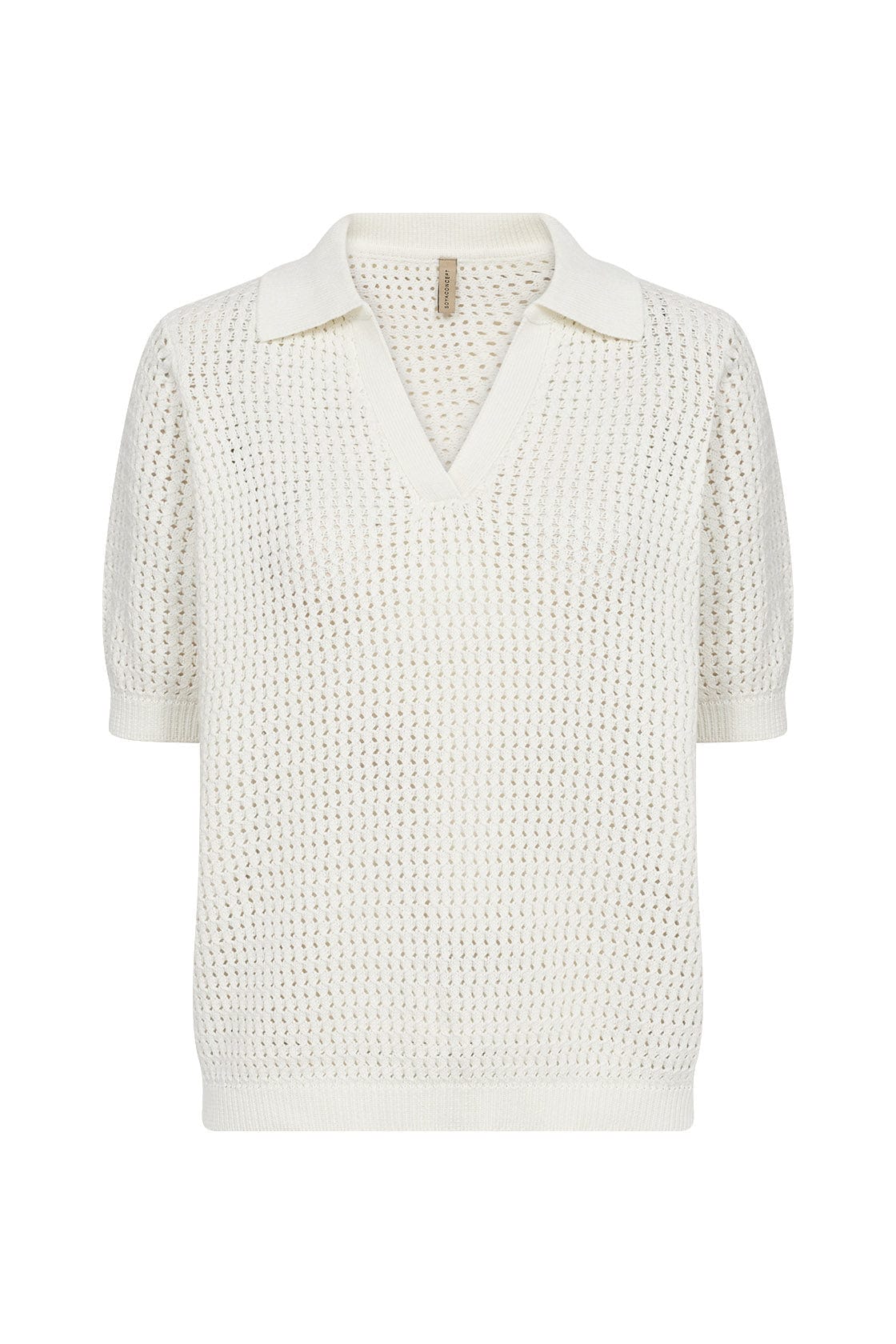 Soya Concept Denefa Open Stitch Polo Top - Off White
