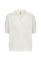 Soya Concept Denefa Open Stitch Polo Top - Off White