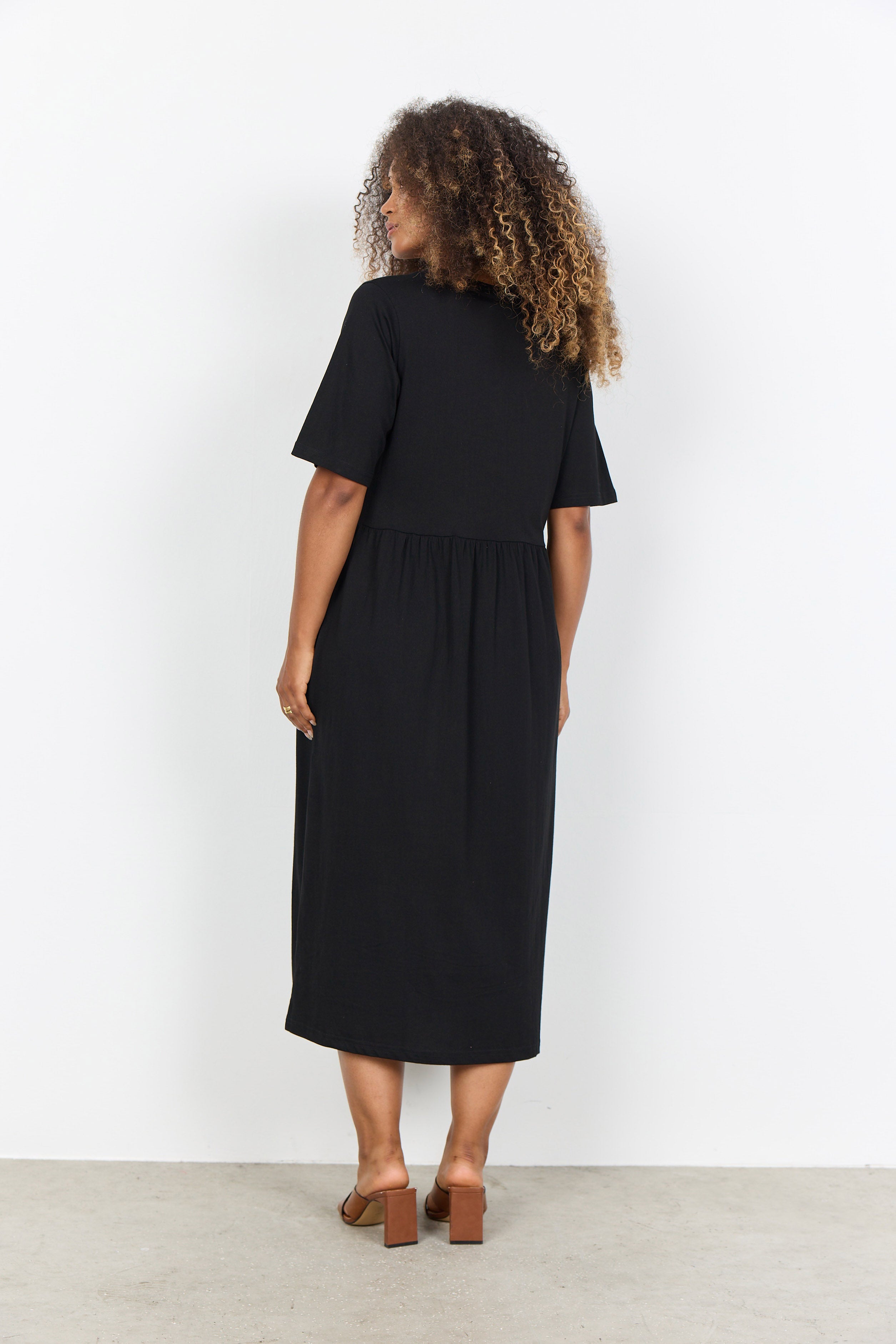 Soya Concept Derby Organic Cotton Midi Dress- Black
