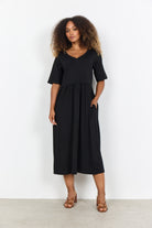 Soya Concept Derby Organic Cotton Midi Dress- Black