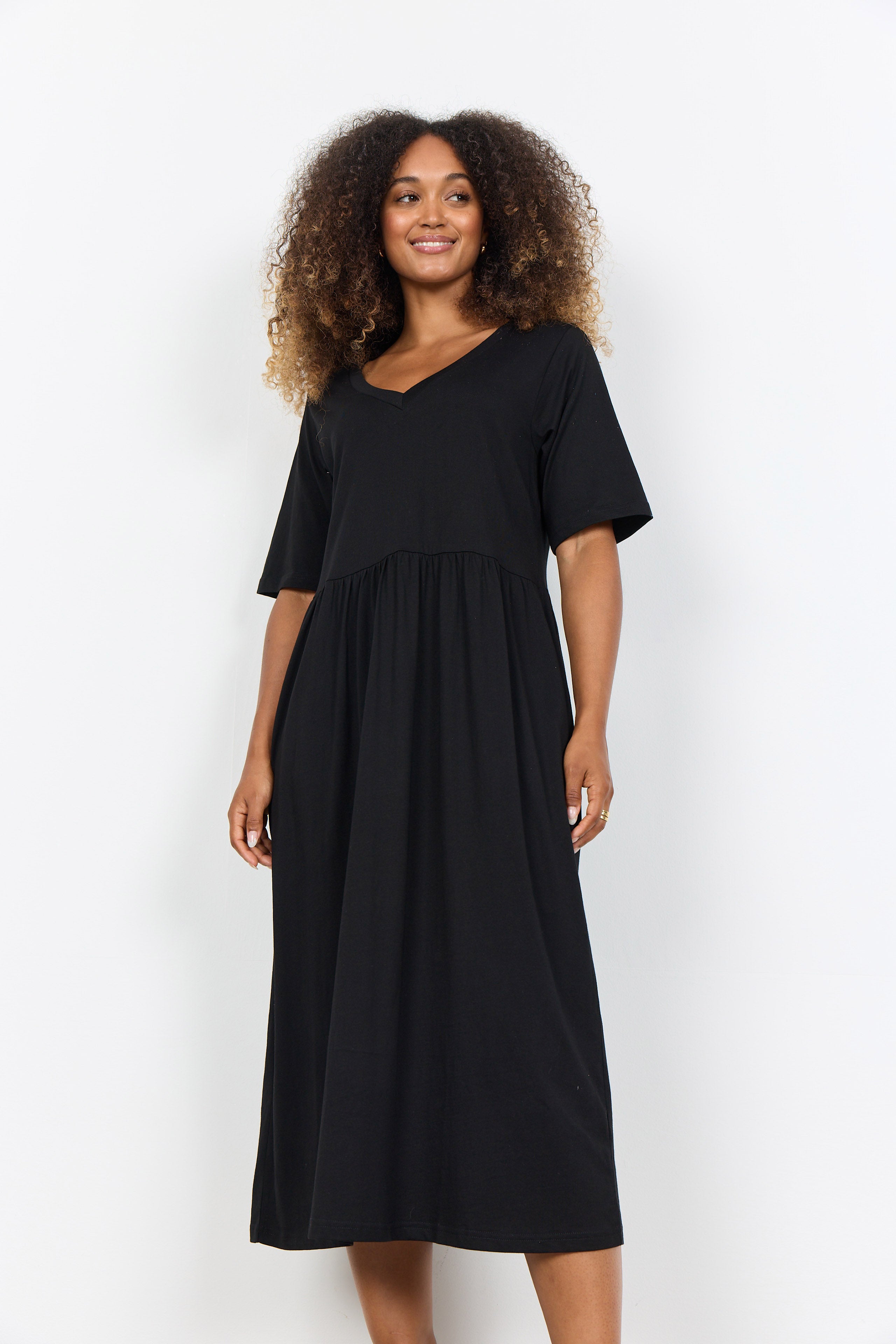 Soya Concept Derby Organic Cotton Midi Dress- Black