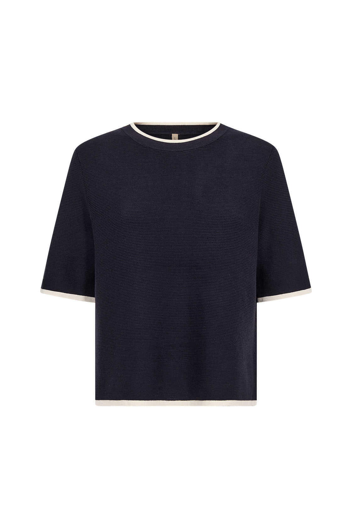 Soya Concept Dollie Contrast Trim Knitted Top - Navy Combi