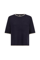 Soya Concept Dollie Contrast Trim Knitted Top - Navy Combi