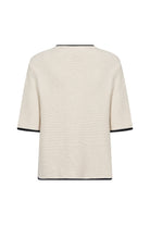 Soya Concept Dollie Knit Contrast Trim Short Sleeve Jumper  - Cream Melange