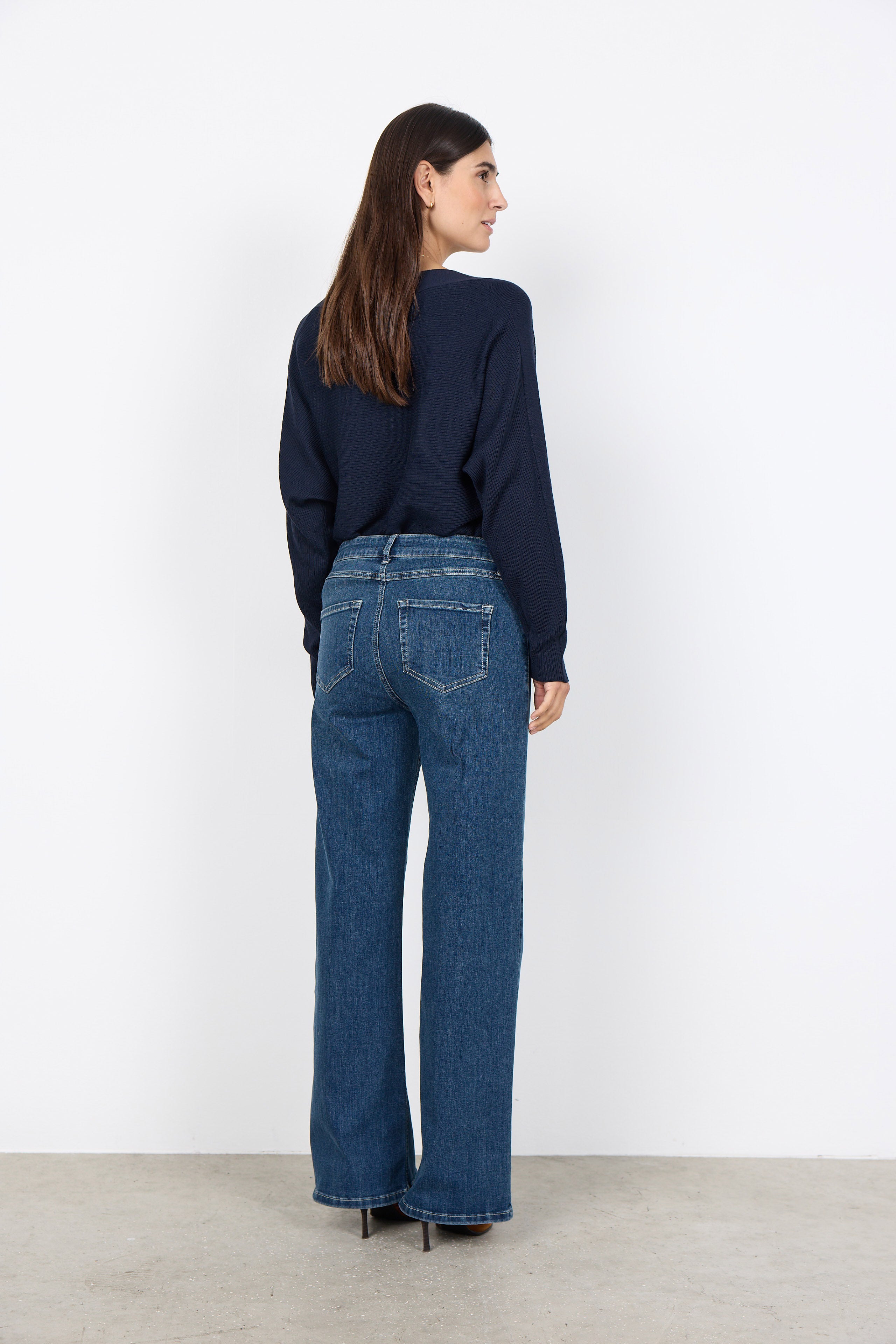 Soya Concept Dollie Knitted Rib Jumper - Navy