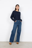 Soya Concept Dollie Knitted Rib Jumper - Navy