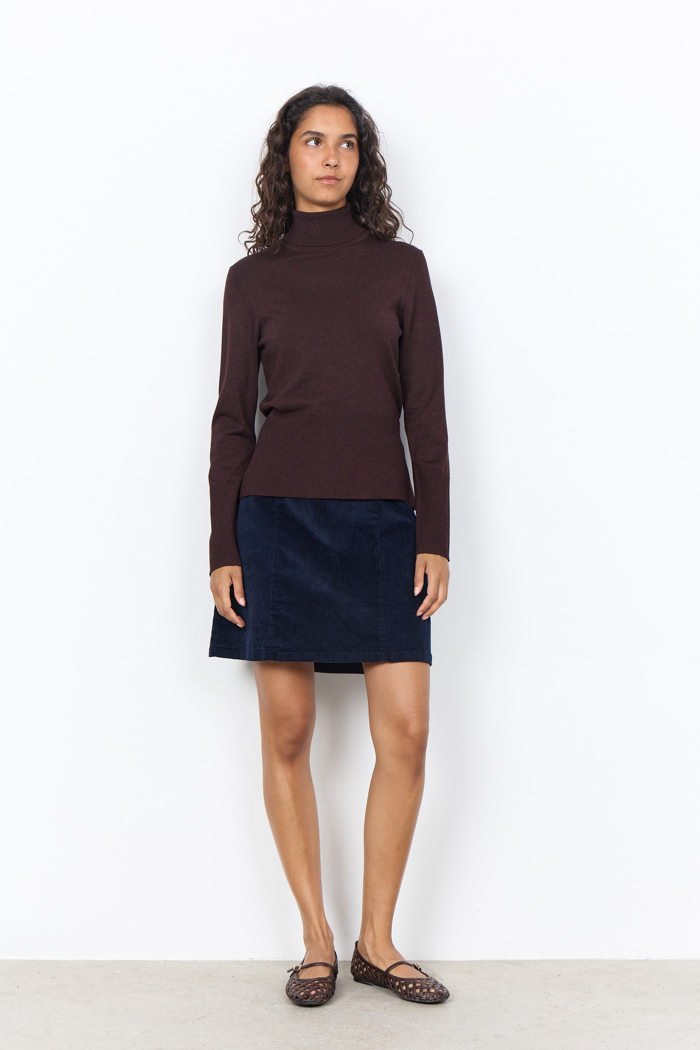 Soya Concept Dollie Roll Neck Jumper - Chocolate Plum Melange