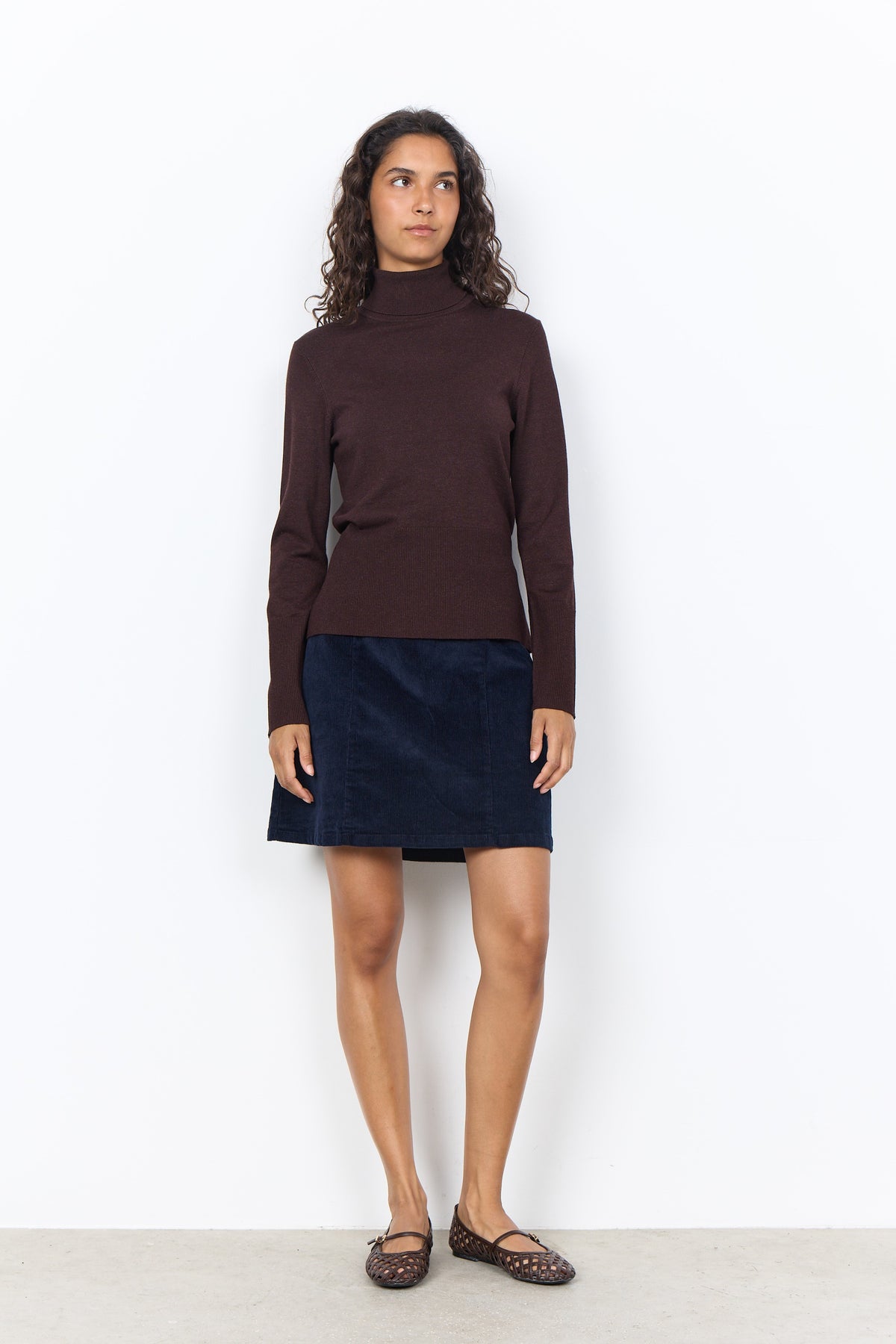 Soya Concept Dollie Roll Neck Jumper - Chocolate Plum Melange