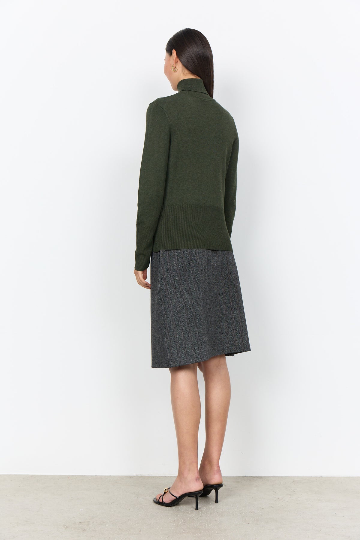 Soya Concept Dollie Roll Neck Jumper - Forest Night Melange