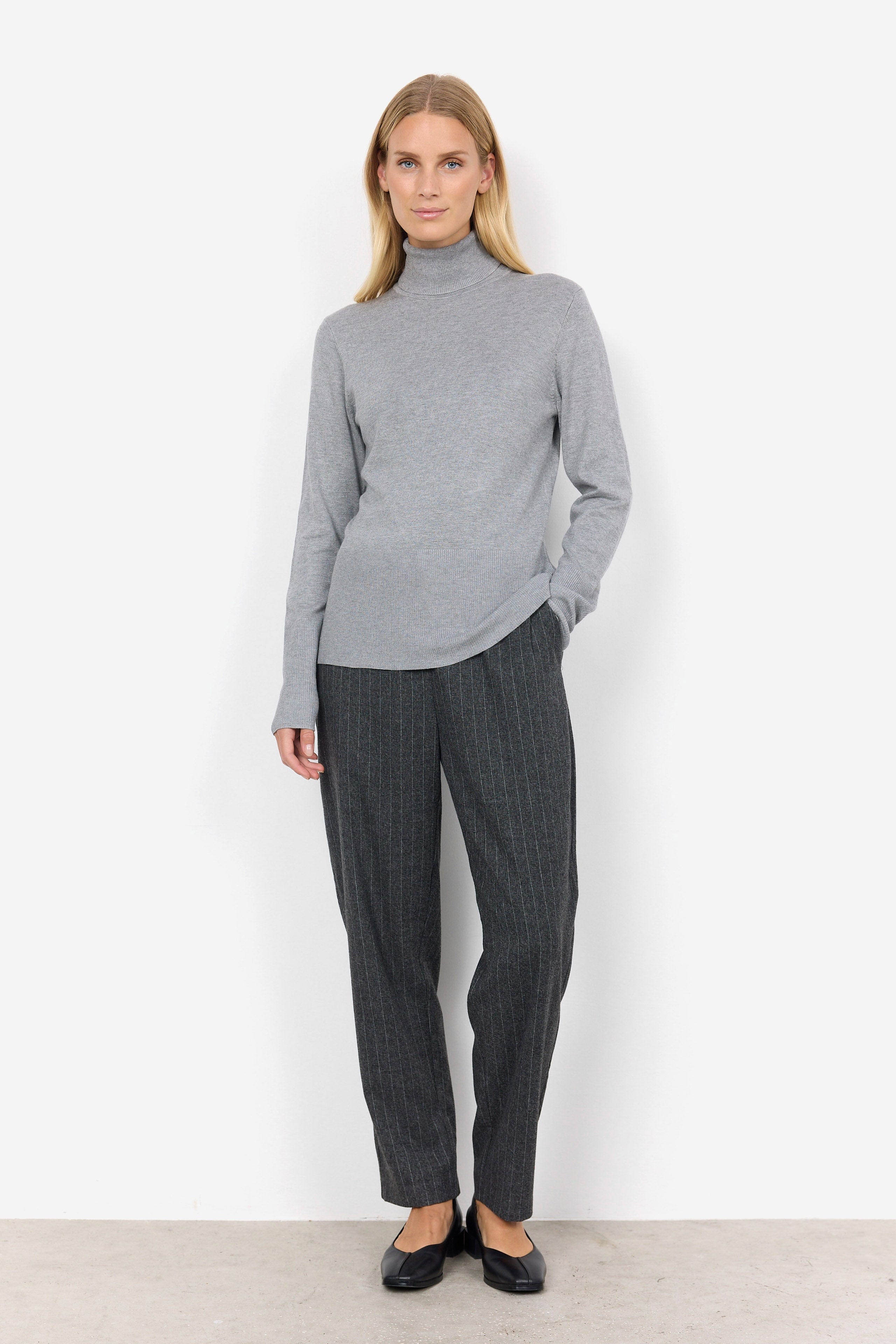 Soya Concept Dollie Roll Neck Jumper - Mid Grey Melange