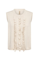 Soya Concept Dollie Ruffle Sleeveless Jumper - Cream Melange