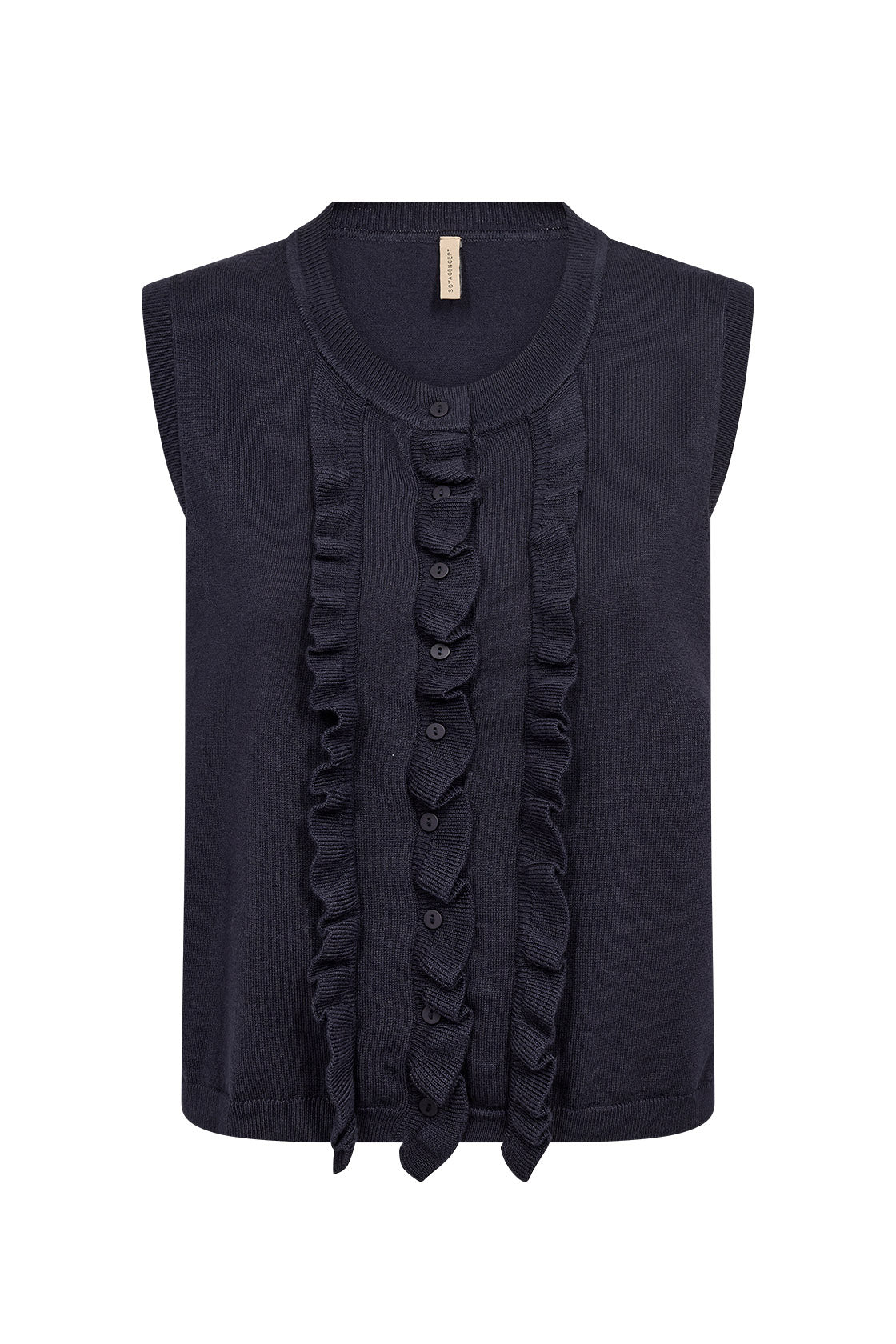 Soya Concept Dollie Ruffle Sleeveless Jumper - Navy