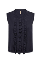 Soya Concept Dollie Ruffle Sleeveless Jumper - Navy