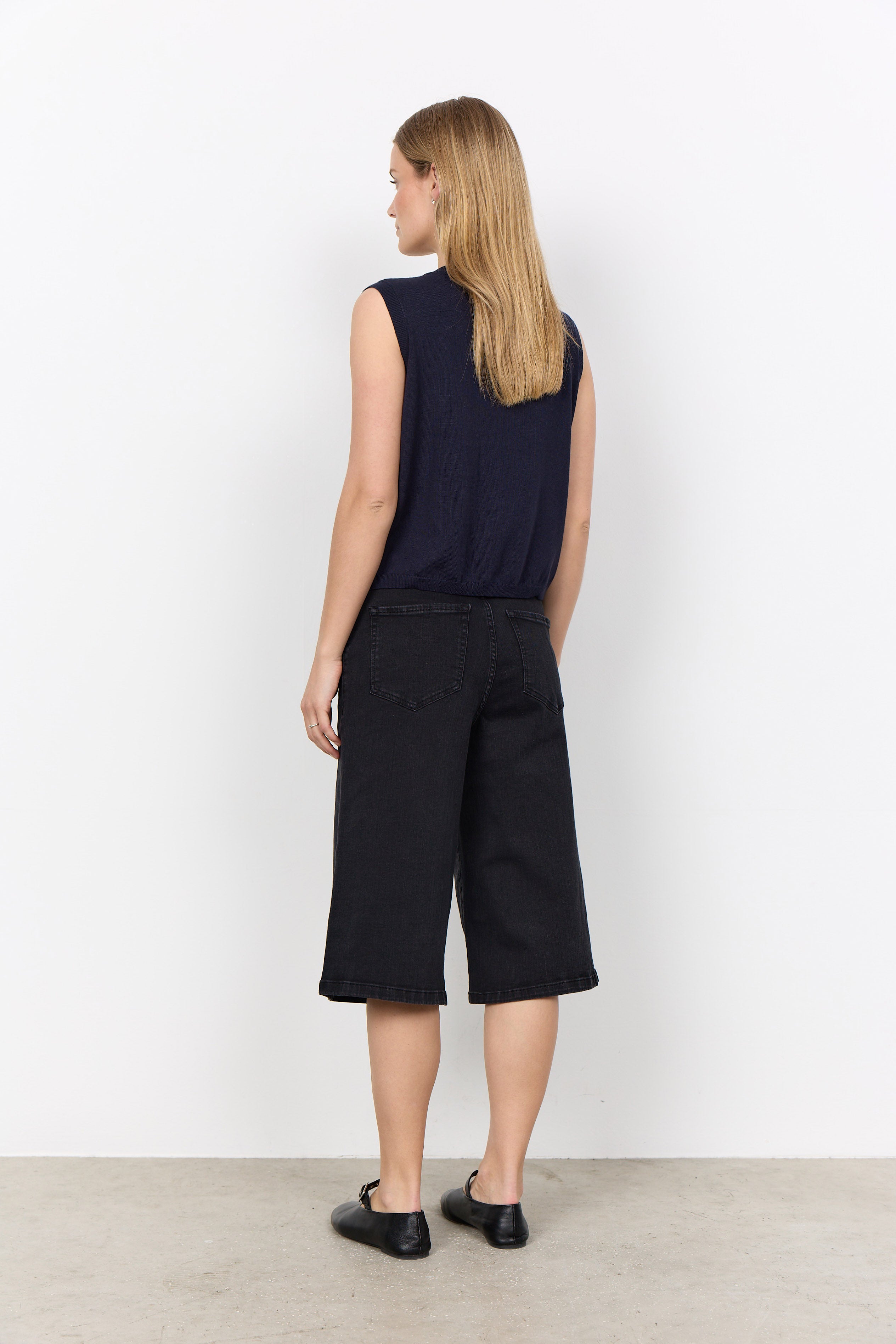 Soya Concept Dollie Ruffle Sleeveless Jumper - Navy