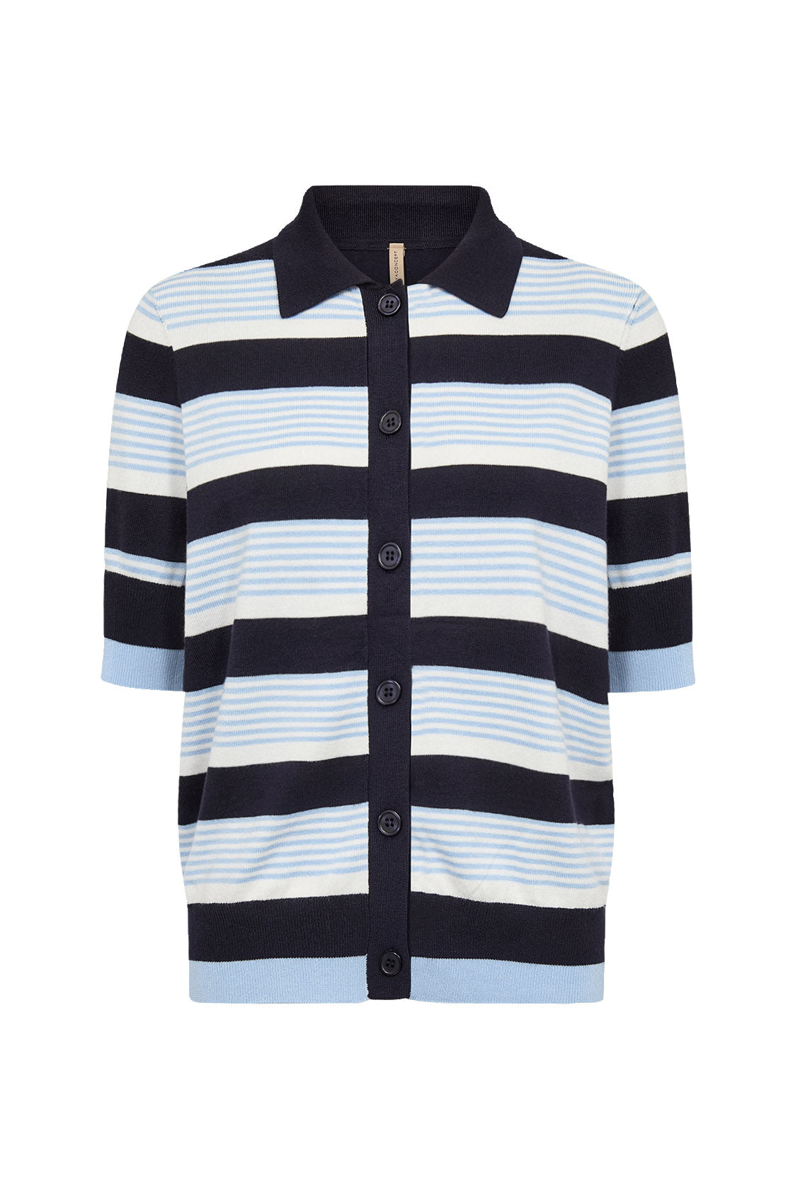 Soya Concept Dollie Striped Button Through Knit - Navy Combi