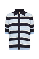 Soya Concept Dollie Striped Button Through Knit - Navy Combi