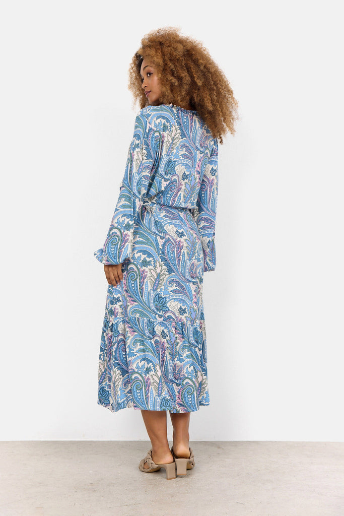 Soya Concept Donia Paisley Printed Maxi Dress - Crystal Blue Combi