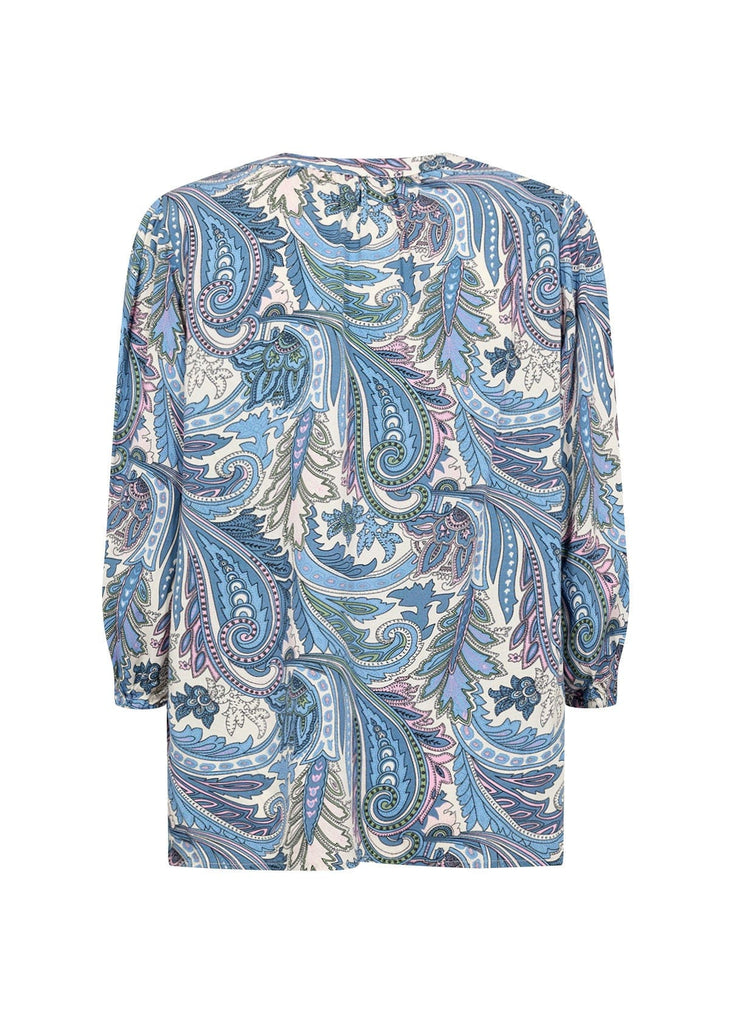 Soya Concept Donia Paisley Printed Top - Crystal Blue Combi