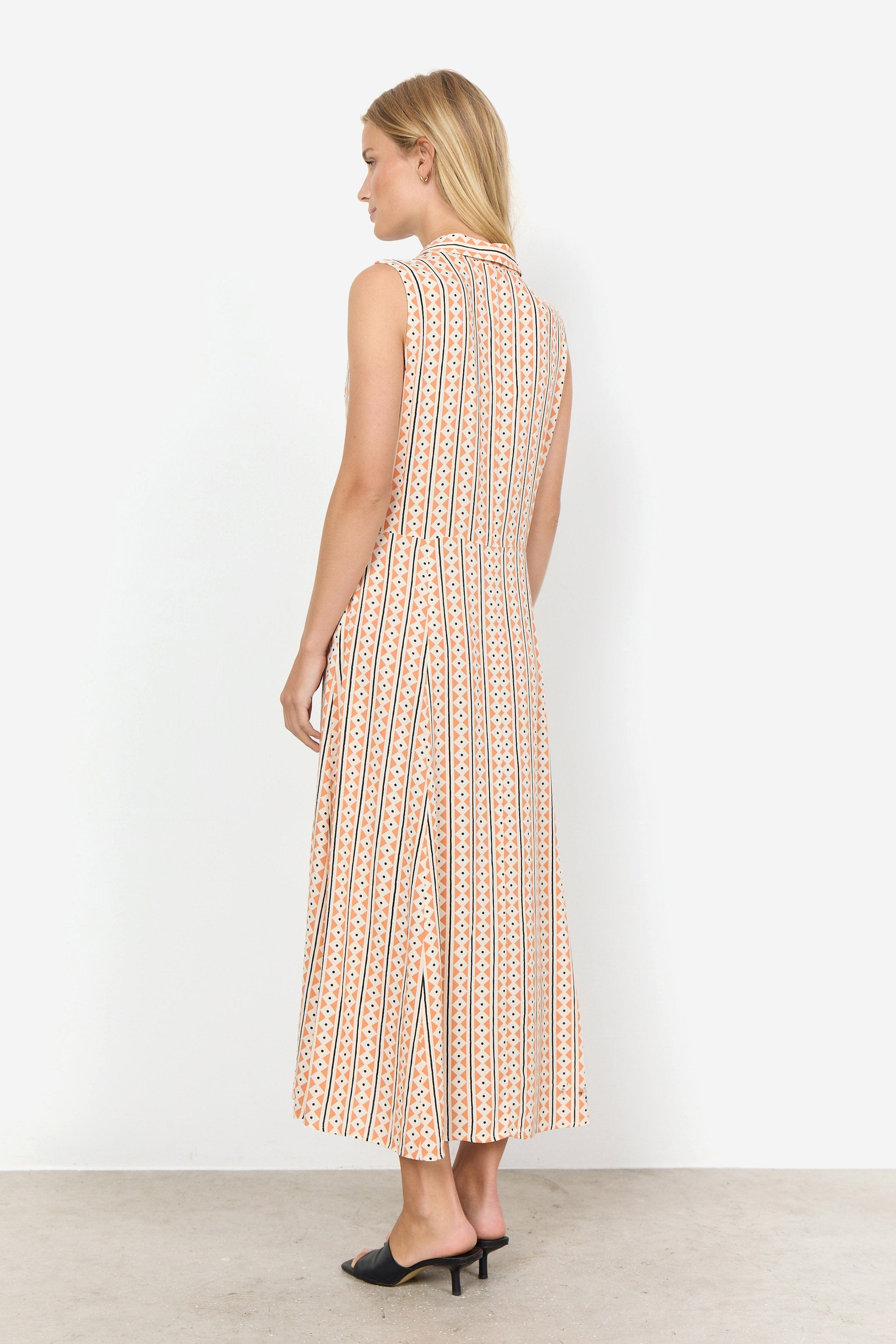 Soya Concept Elsia Shirt Midi Dress - Papaya Combi