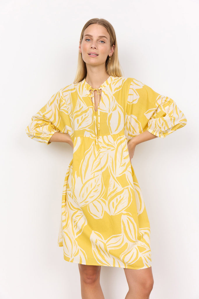 Soya Concept Elvine Printed Dress - Golden Yellow Combi