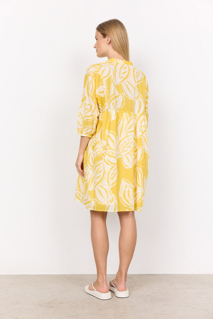 Soya Concept Elvine Printed Dress - Golden Yellow Combi