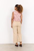 Soya Concept Erna Denim Flared Cropped Trousers - Sand