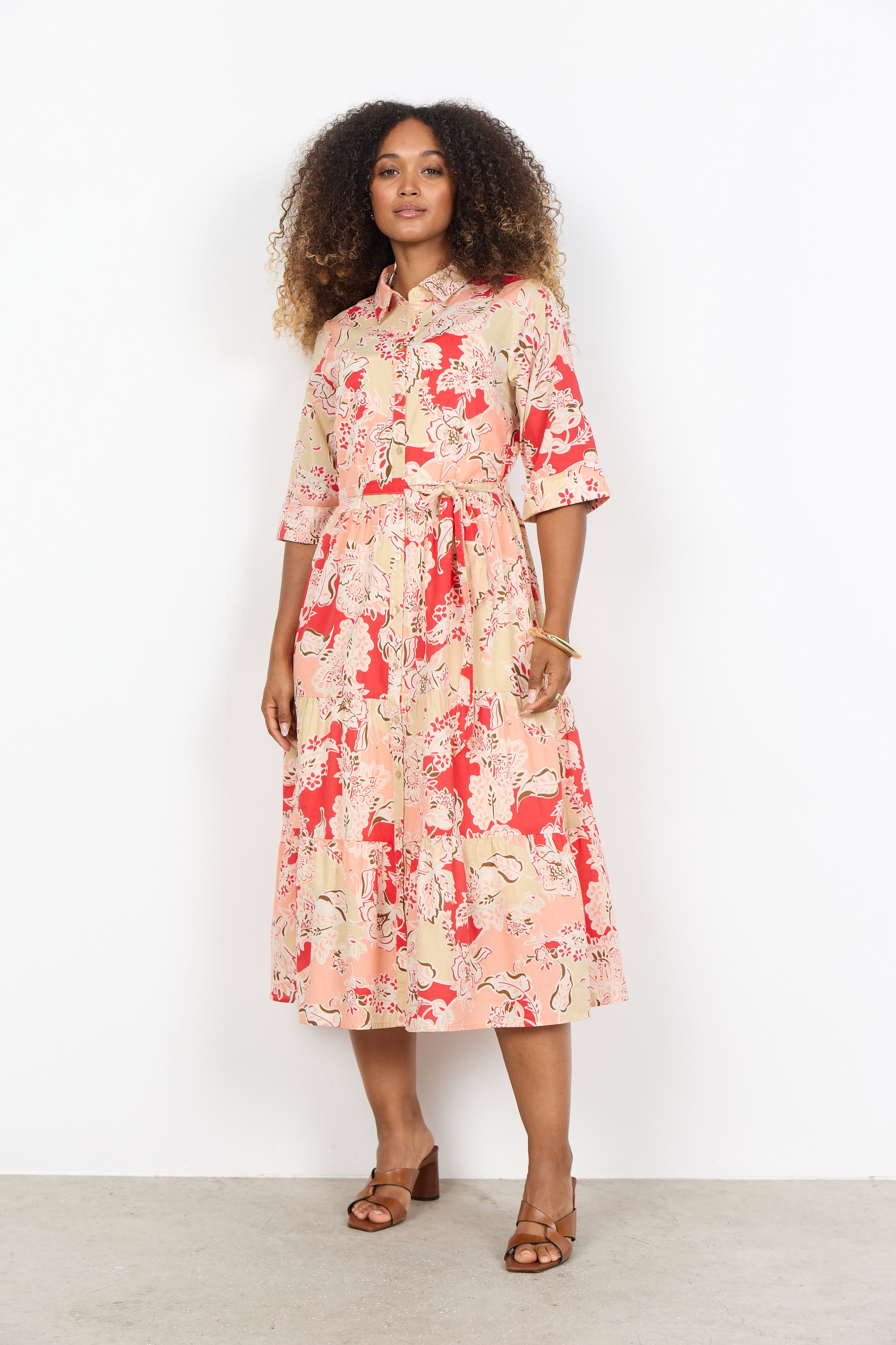 Soya Concept Faldine Midi Shirt Dress - Bittersweet Combi