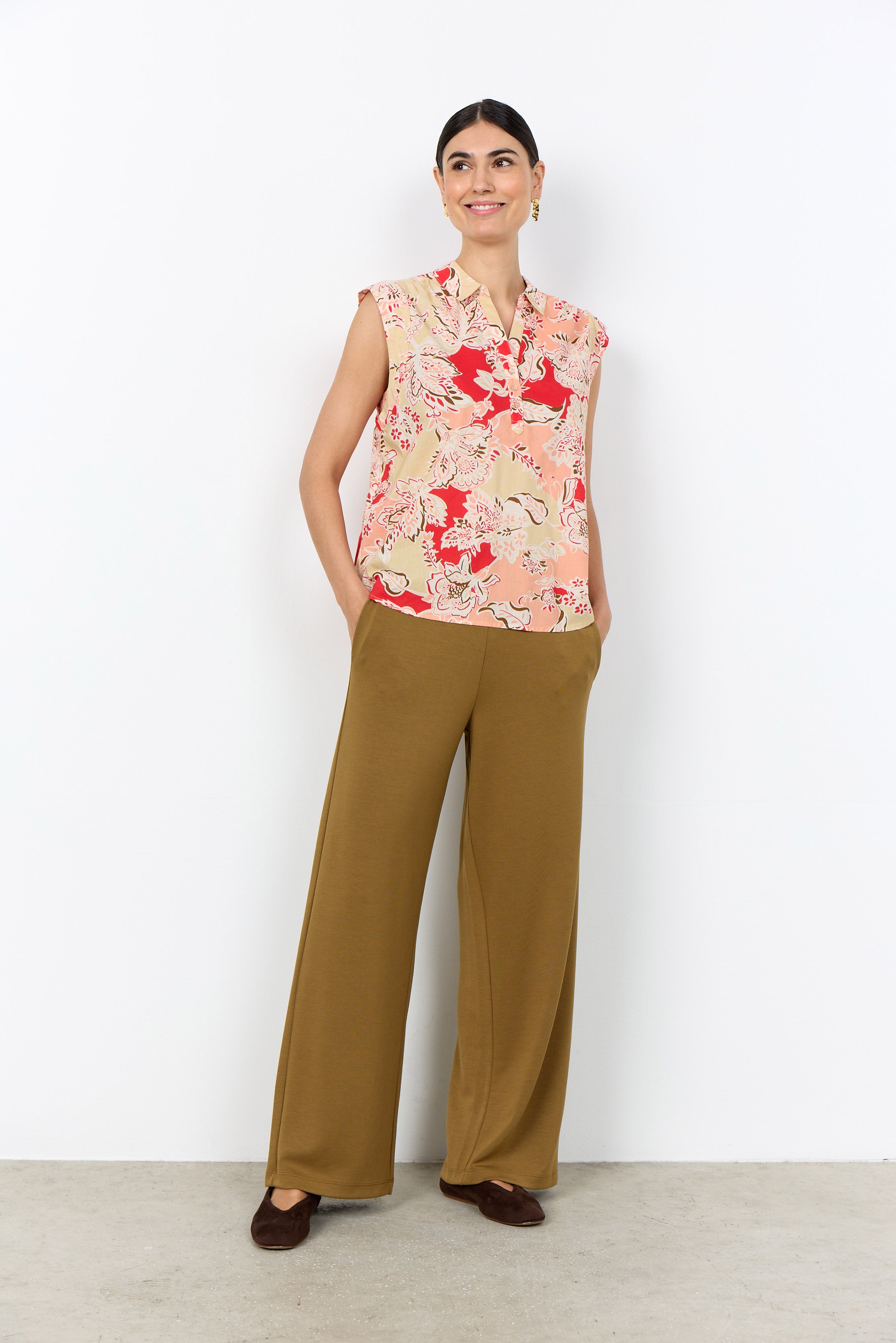Soya Concept Faldine Sleeveless Blouse - Bittersweet Combi