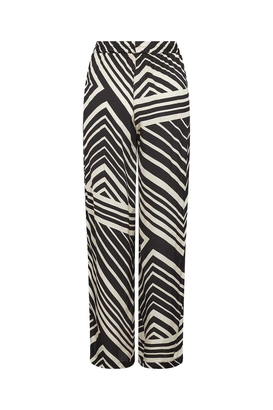 Soya Concept Faro Geometric Print Wide leg Trousers - Black Combi