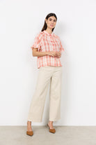 Soya Concept Farus Checked Blouse - Salmon Combi