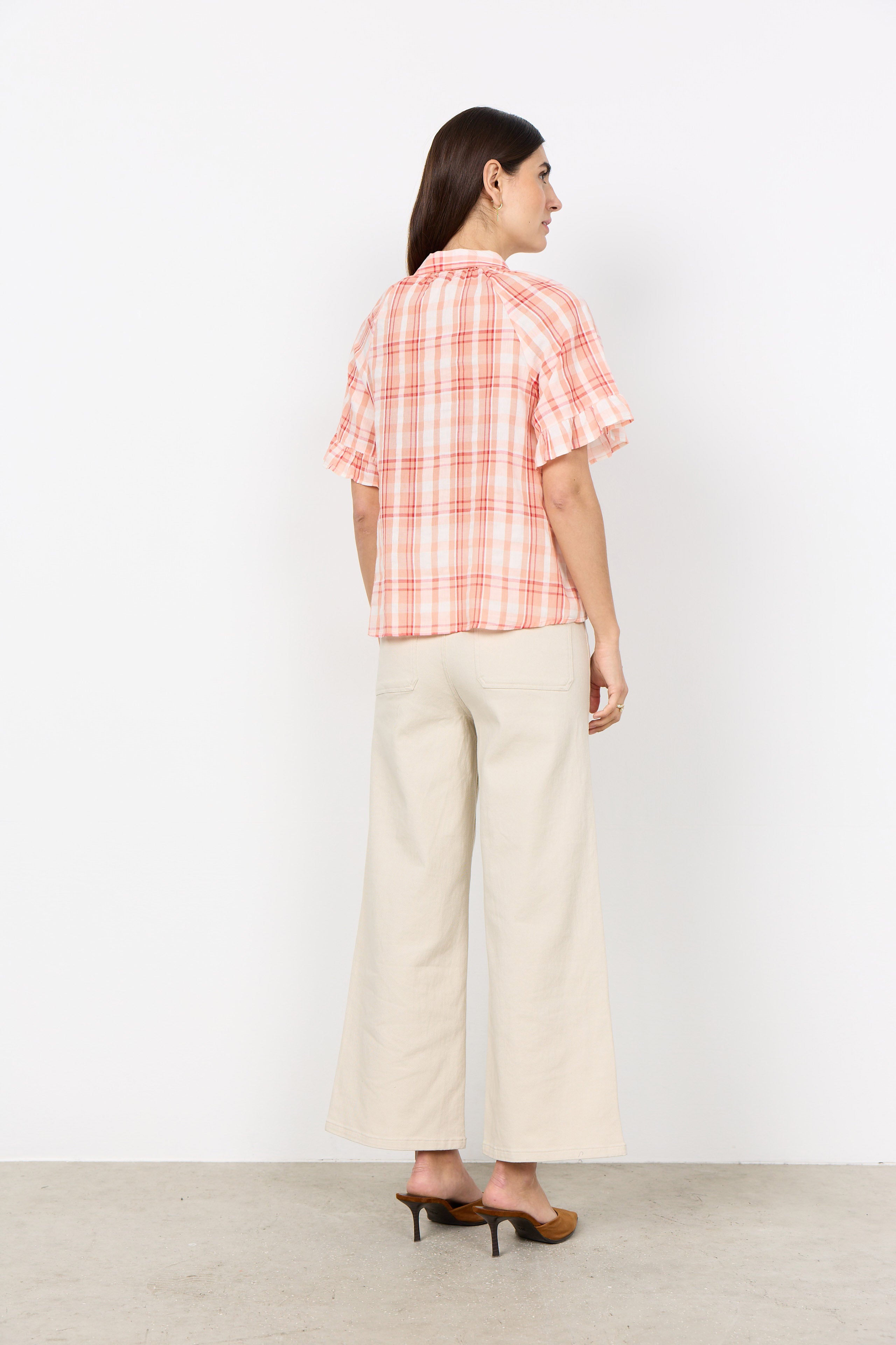Soya Concept Farus Checked Blouse - Salmon Combi