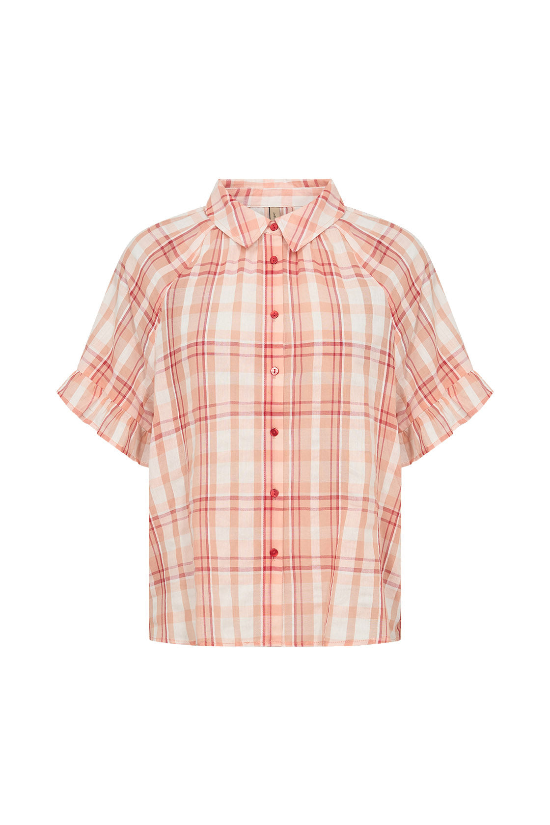 Soya Concept Farus Checked Blouse - Salmon Combi