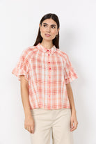 Soya Concept Farus Checked Blouse - Salmon Combi