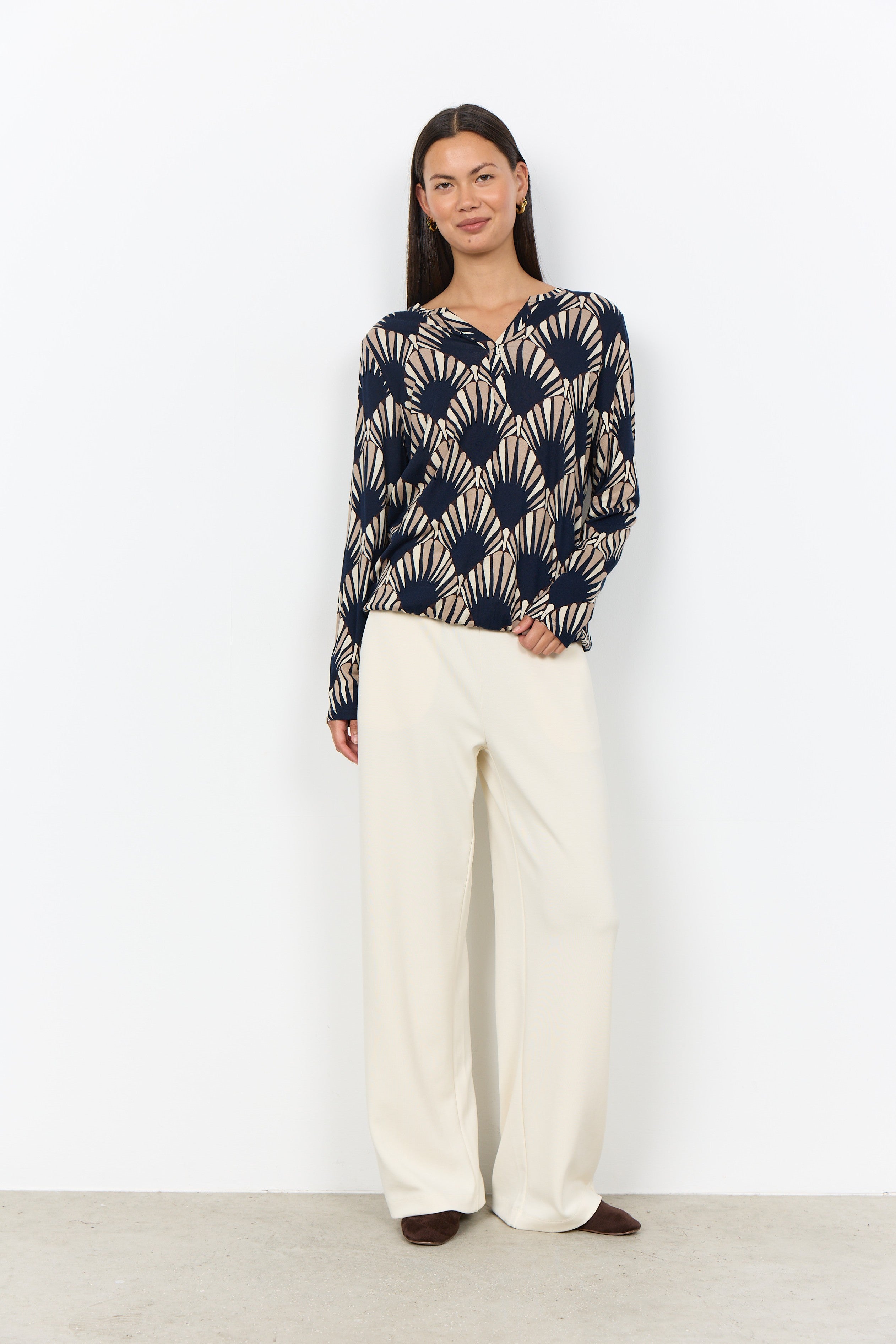 Soya Concept Felicity Art-Deco Blouse - Navy Combi