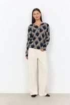 Soya Concept Felicity Art-Deco Blouse - Navy Combi