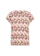 Soya Concept Felicity Geometric T-Shirt - Oxblood Red Combi