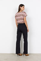 Soya Concept Felicity Geometric T-Shirt - Oxblood Red Combi