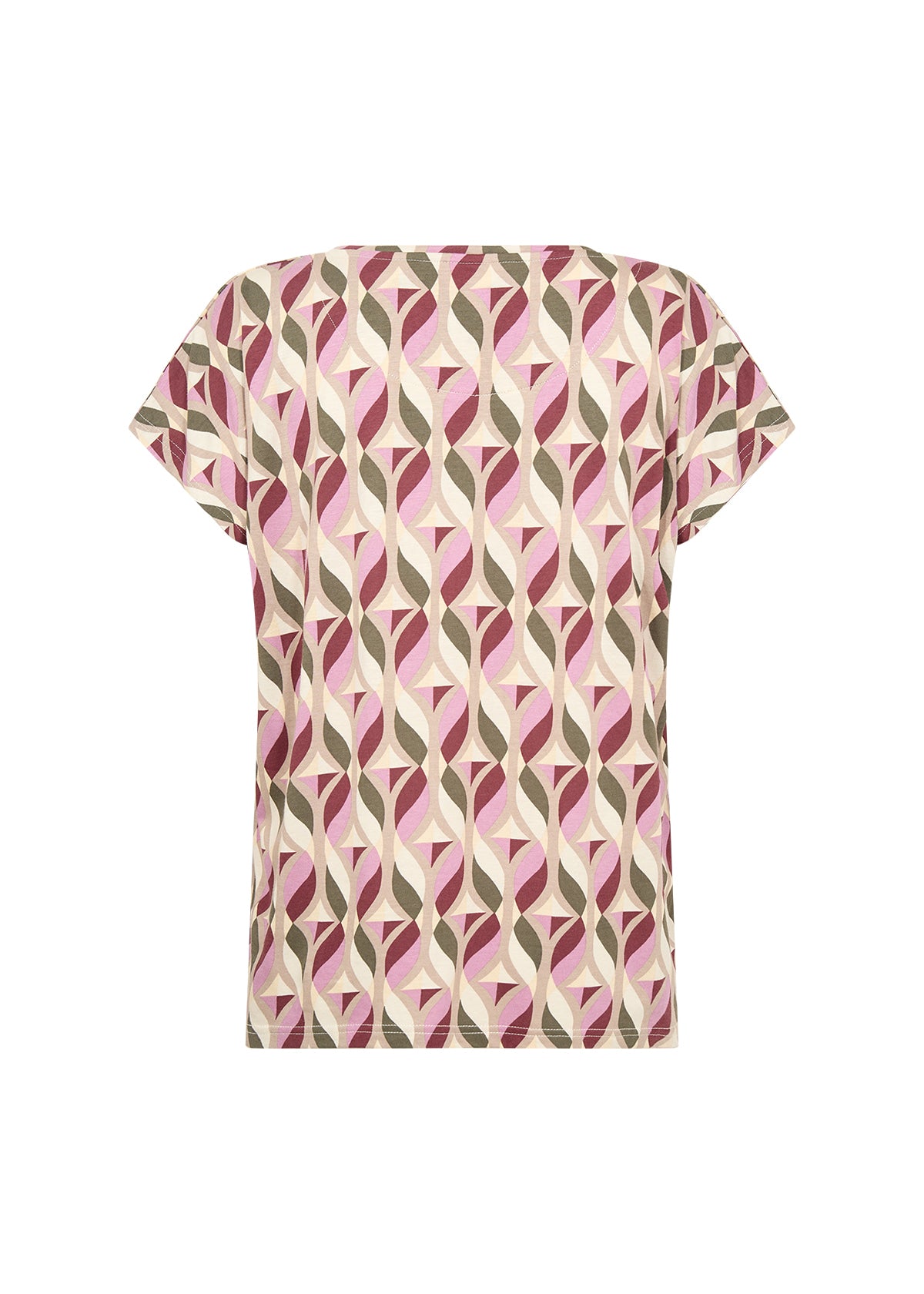 Soya Concept Felicity Geometric T-Shirt - Oxblood Red Combi