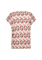 Soya Concept Felicity Geometric T-Shirt - Oxblood Red Combi