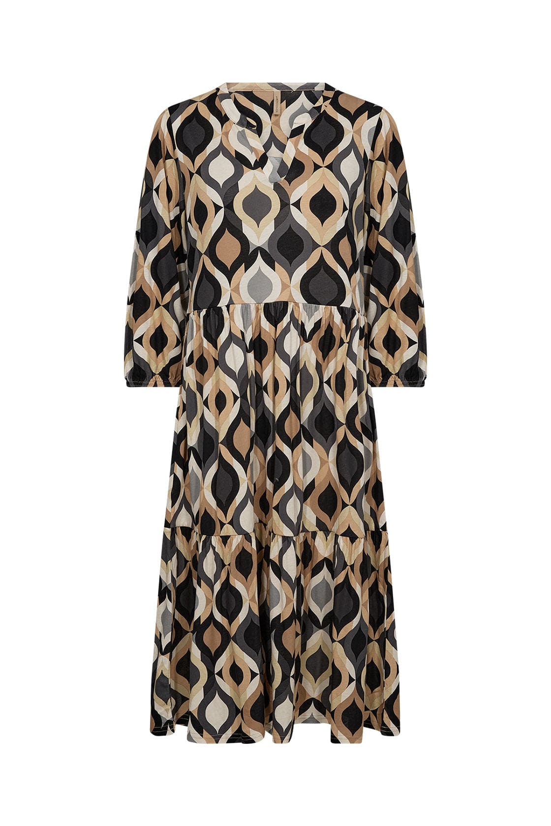 Soya Concept Felicity Printed Midi Jersey Dress - Black Combi