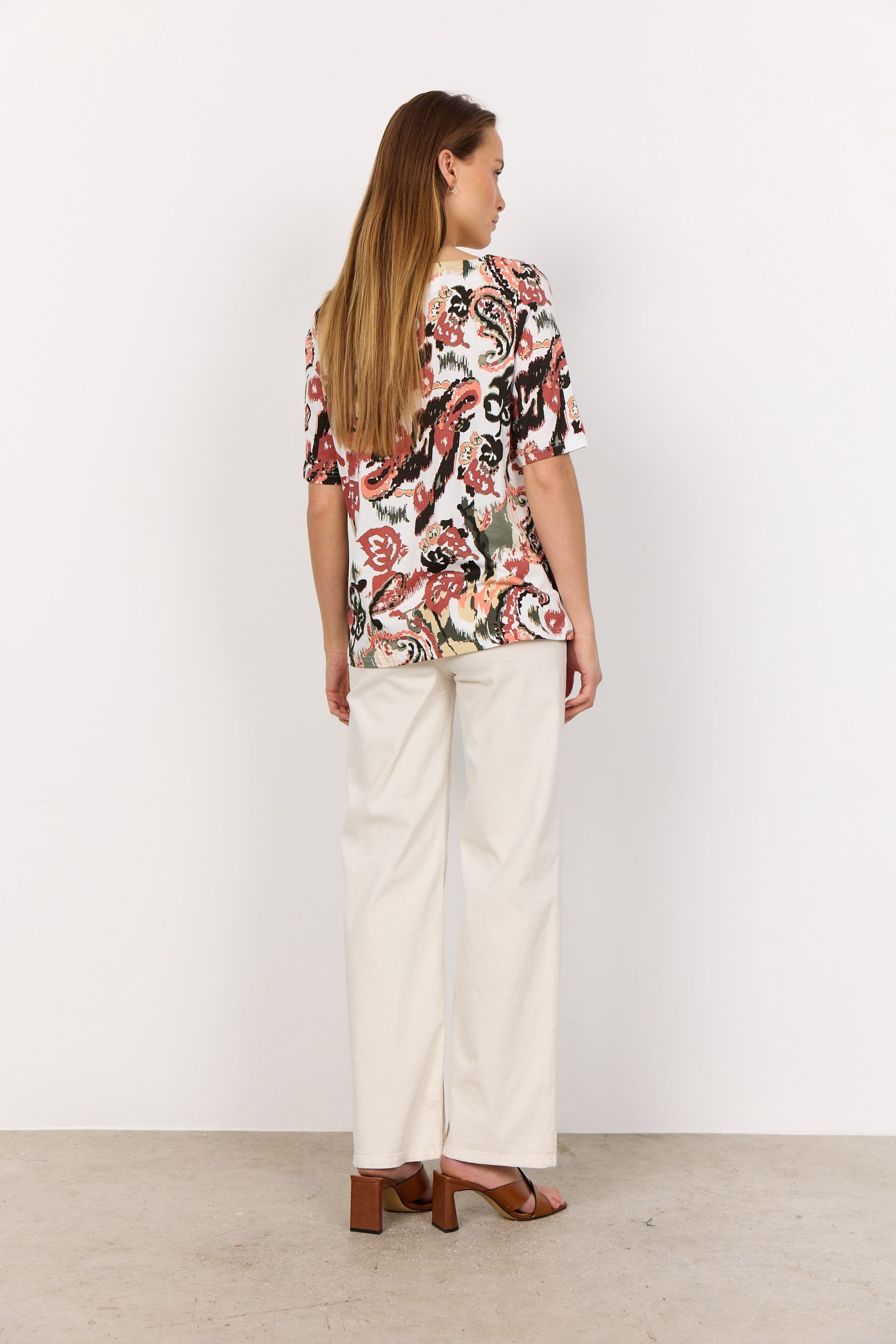 Soya Concept Felicity Printed T-Shirt - Peach Pink Combi