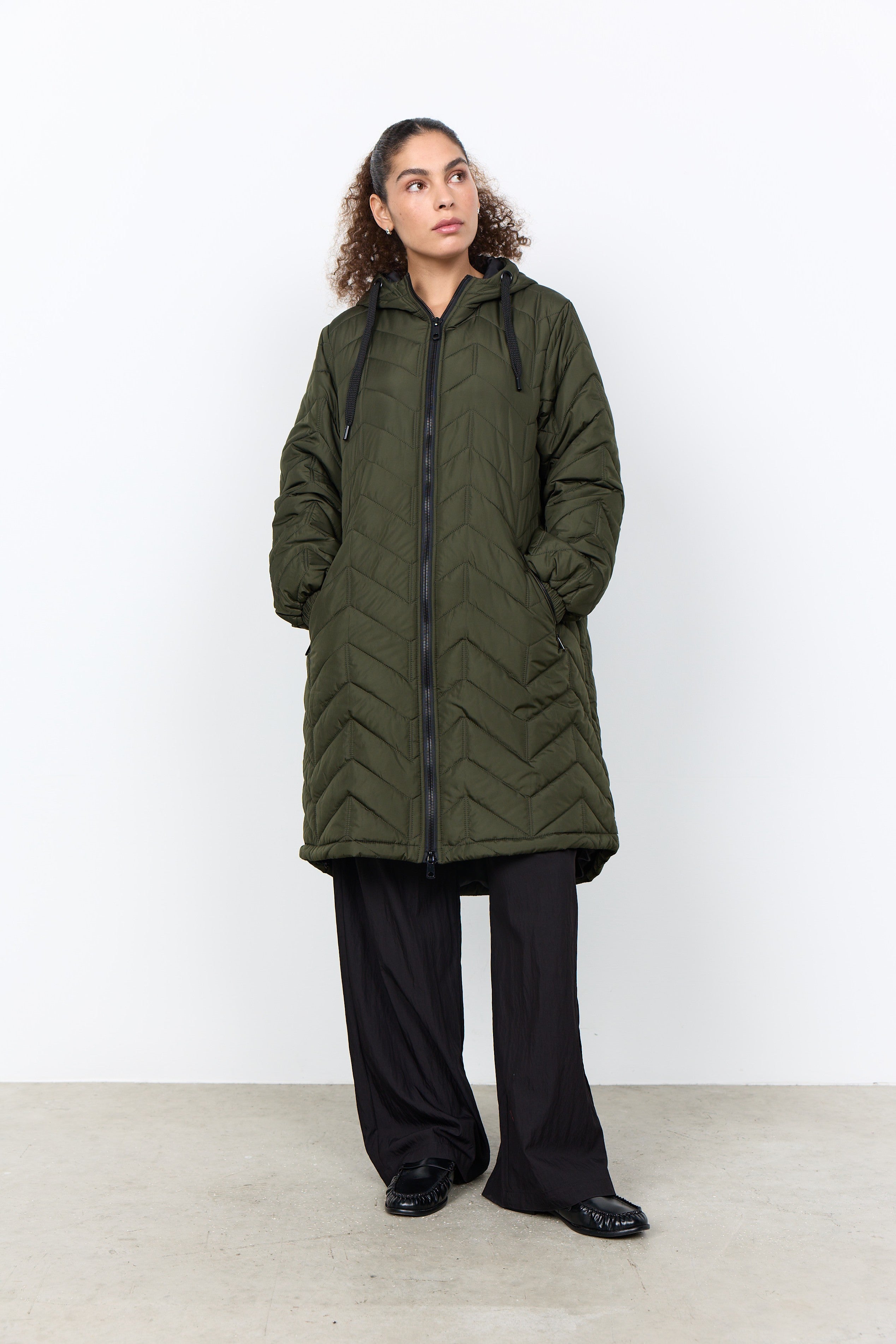 Soya Concept Fenya Longline Puffer Coat - Forest Night