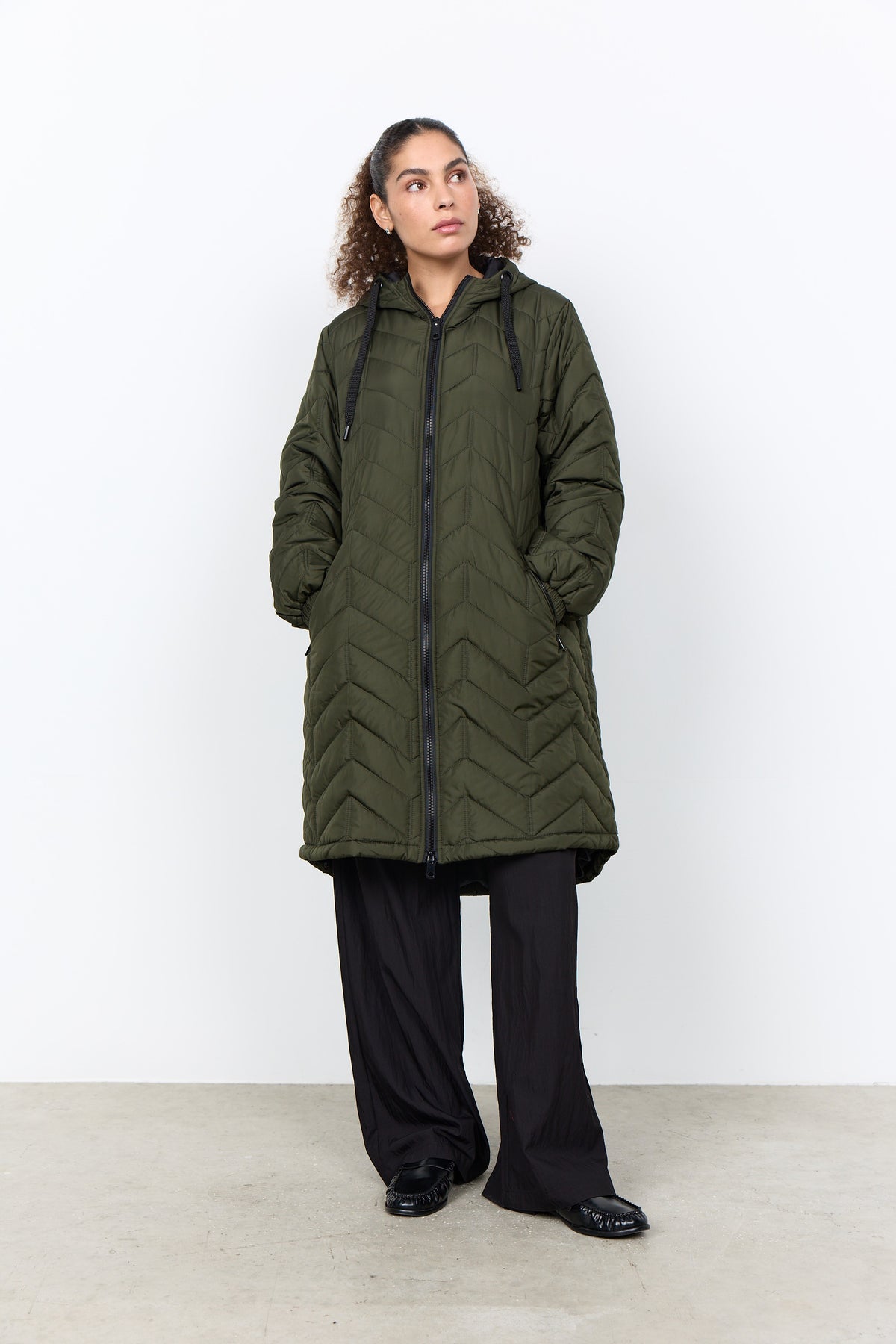 Soya Concept Fenya Longline Puffer Coat - Forest Night