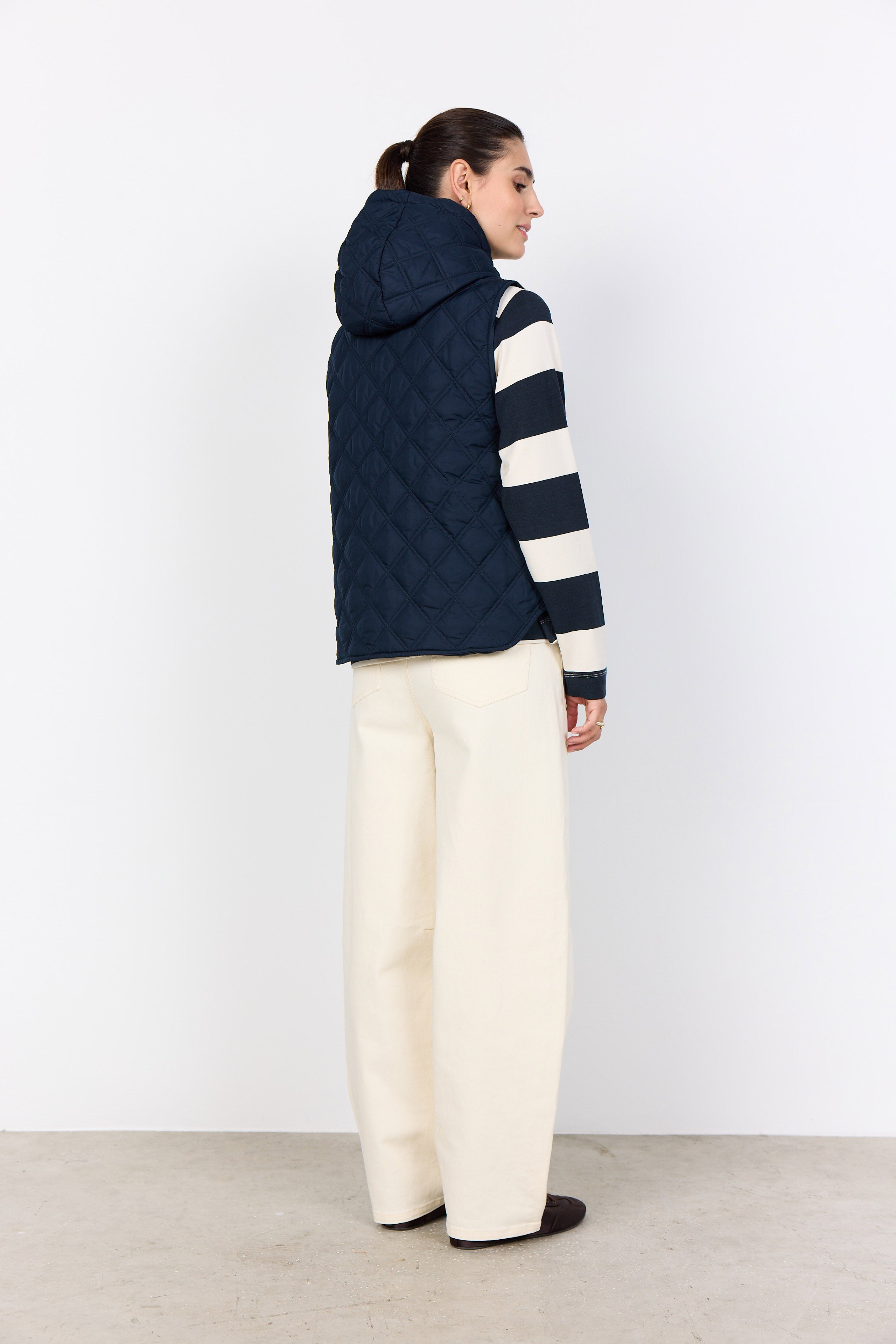 Soya Concept Fenya Quilted Hooded Gilet - Navy