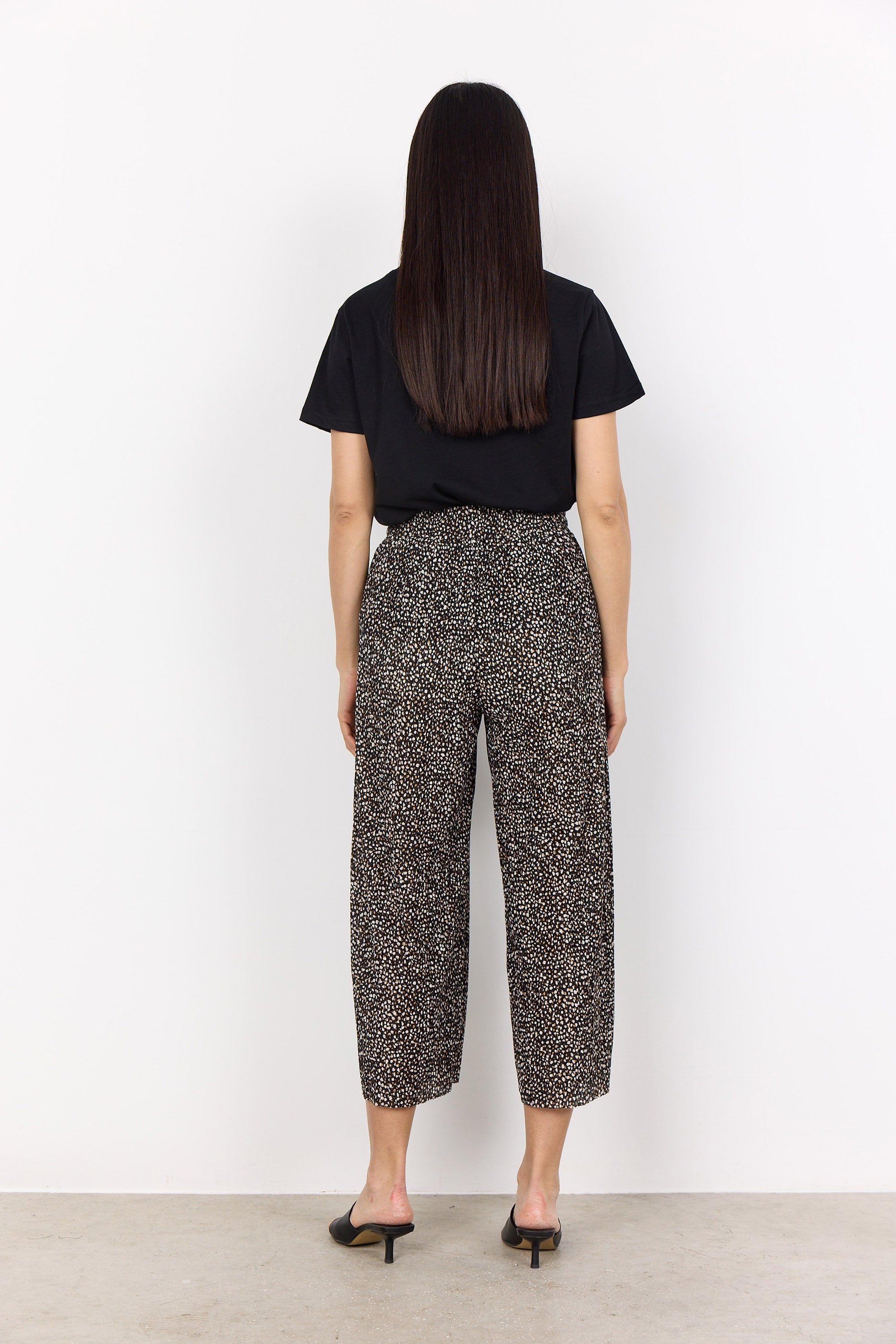 Soya Concept Fleur Printed Cropped Trousers - Black Combi