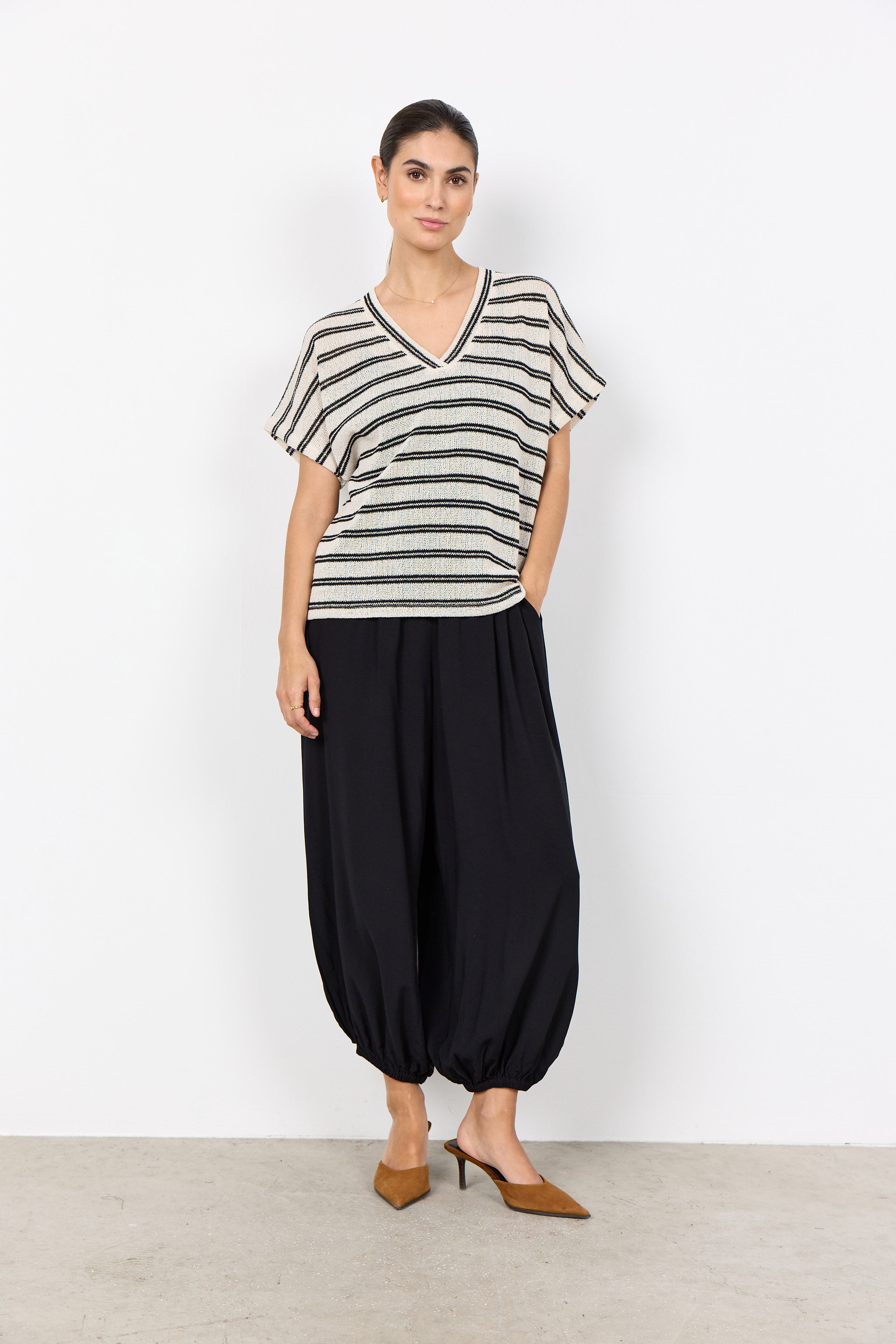 Soya Concept Frey Knitted T-Shirt - Black Combi
