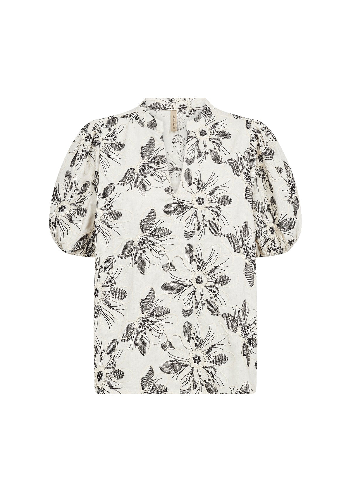 Soya Concept Gabriele Monochrome Floral Blouse - Cream Combi