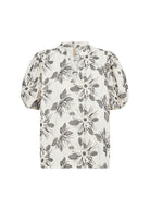Soya Concept Gabriele Monochrome Floral Blouse - Cream Combi